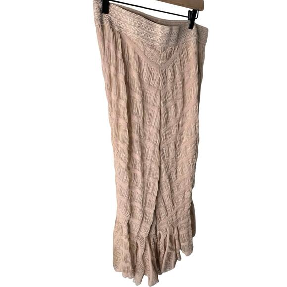 Free People | Chevron Knit Mesh Trumpette Gauzy Maxi Skirt | Blush | Size Large - Picture 5 of 10